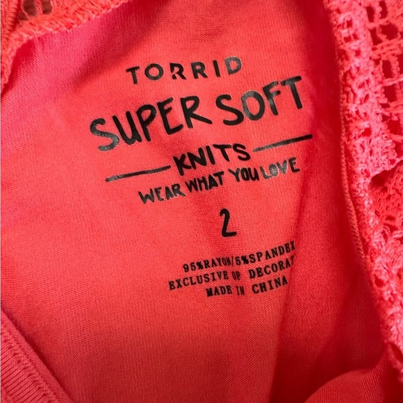 Torrid Coral Supersoft Elbow Sleeve Lace Shoulder Romper Size 2X 18/20 NWT - Picture 13 of 17
